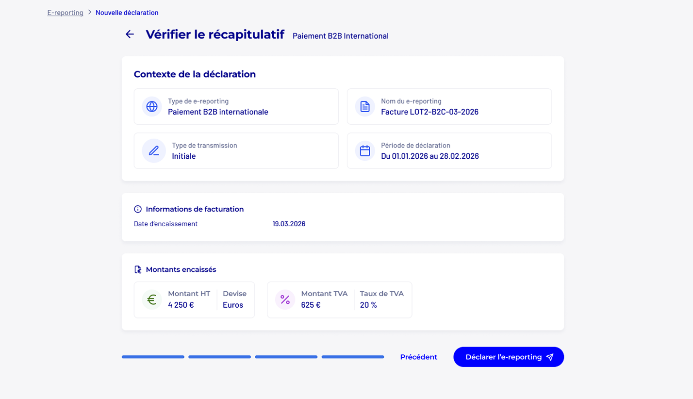 Déposez votre e-reporting de transactions et/ou de paiement
